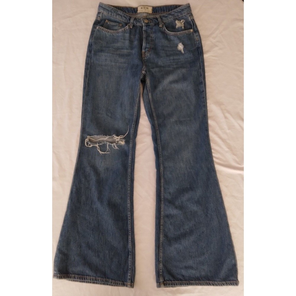We The Free Heritage Flare Free People Jeans Size 28 Distressed Y2K Button Fly - Picture 2 of 14